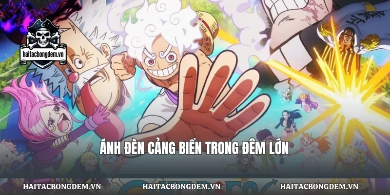 Ánh đèn cảng biển trong đêm lớn