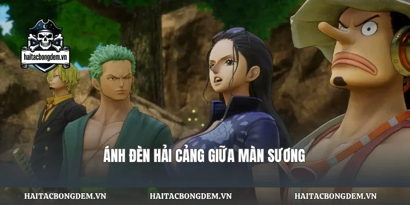 Ánh đèn hải cảng giữa màn sương