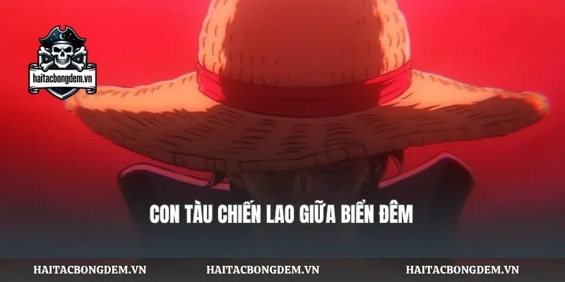 Con tàu chiến lao giữa biển đêm
