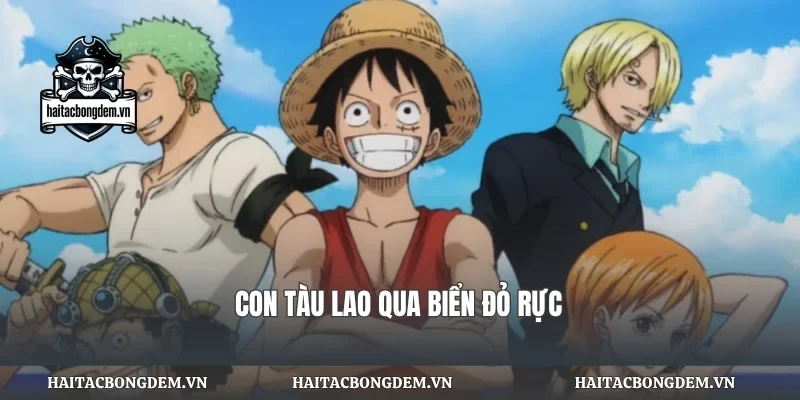 Con tàu lao qua biển đỏ rực